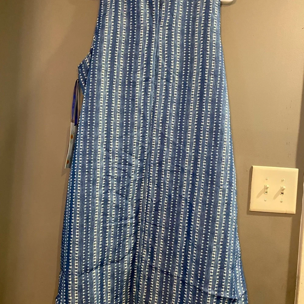 Blue and White Striped Sleeveless Dress NWT